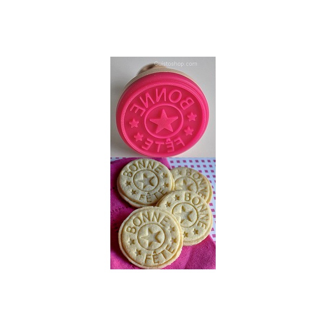 Moules, cercles & caissettes > Moules et c. > Tampon à biscuit Bonne fête  (en silicone) : CuistoShop