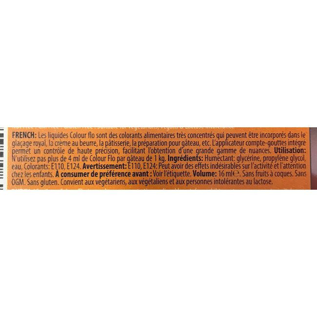 Colorant liquide Orange ▻ Flacon 105 ml, sans goût, résistant à la chaleur
