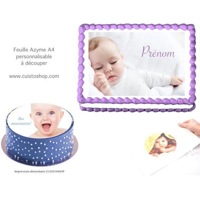 FEUILLE COMESTIBLE PERSONNALISABLE A4